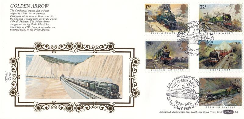 1985 (01) Famous Trains - Benham L8 'The Golden Arrow, Dover' Official