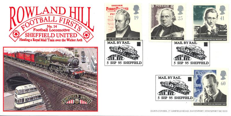 1995 (09) Communications - Dawn Football Firsts, Sheffield United, Mail By Rail Official