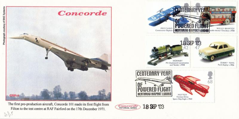 2003 (09) Transports of Delight (Stamps) - Cambridge 'Concorde 101 at Fairford' Official
