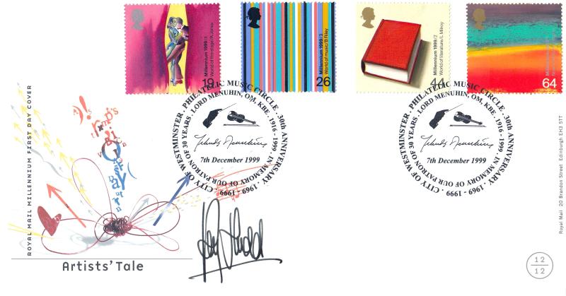 1999 (12) Artists - RM - Philatelic Music Circle H/S - Signed by the late Roy Hudd