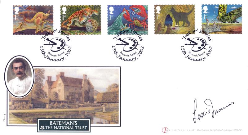 2002 (01) Rudyard Kipling - Buckingham/Internet Stamps 'Bateman's' Special - Signed by Leslie Thomas