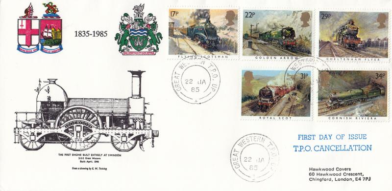 1985 (01) Famous Trains - Hawkwood Official - Great Western TPO UP 1 CDS