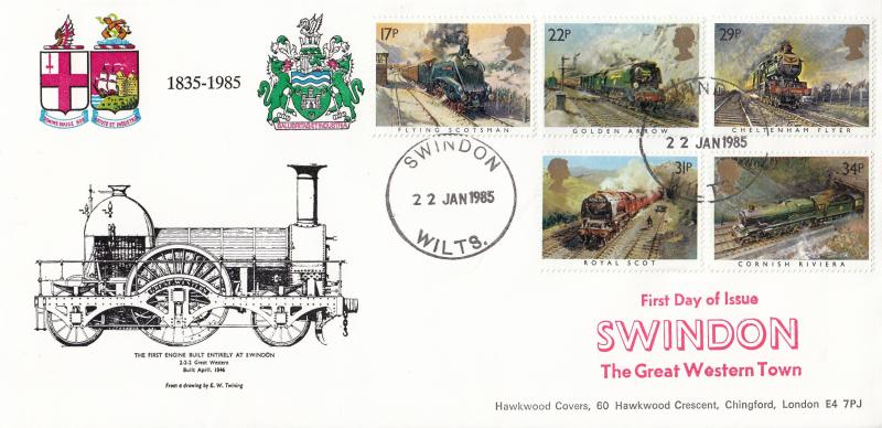 1985 (01) Famous Trains - Hawkwood Official - Swindon CDS