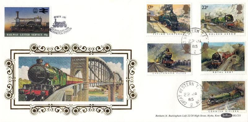 1985 (01) Famous Trains - Benham BLCS 1 (Saltash Bridge Image) - Great Western TPO Down 2 CDS