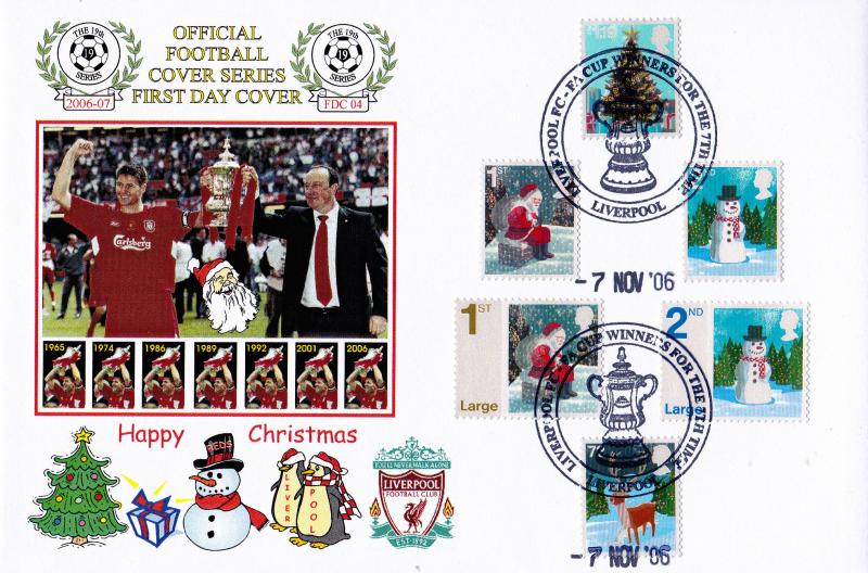 2006 (11) Christmas (Stamps) - Dawn 'Official Football Cover Series' - Liverpool, FA Cup Winners Official