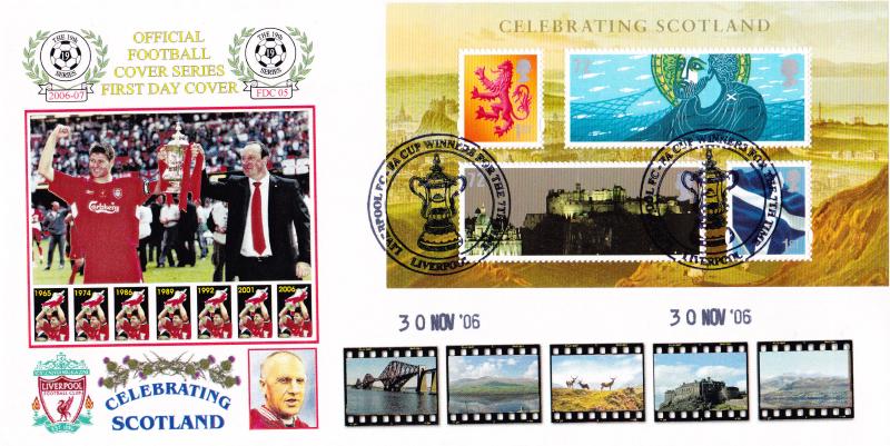 2006 (11) Scotland M/S - Dawn 'Official Football Cover Series' - Liverpool 'FA Cup Winners' Official