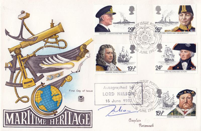 1982 (06) Maritime - Stuart - Portsmouth H/S - Signed by Lord Nelson (Descendant)