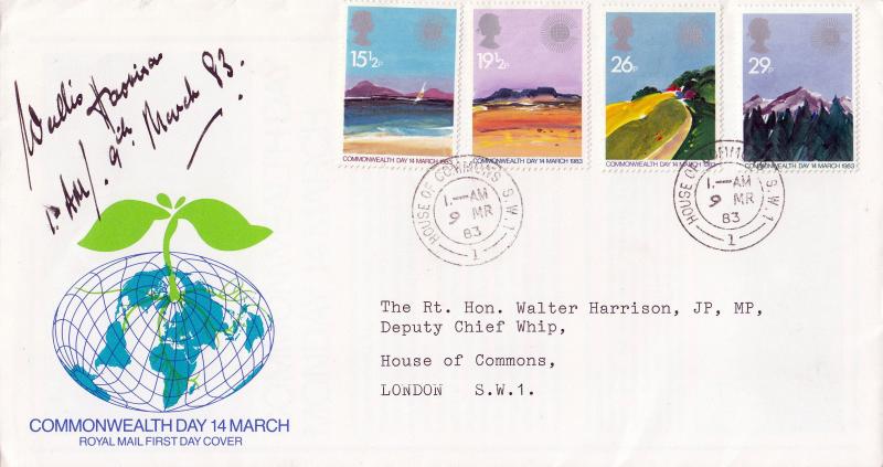 1983 (03) Commonwealth - RM - House of Commons CDS - Addressed to and Signed by Walter Harrison MP