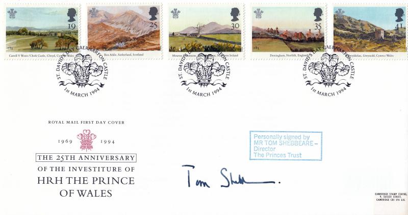1994 (03) Prince of Wales Paintings - RM - St David's Day, Caernarfon H/S - Signed by Tom Shebbeare