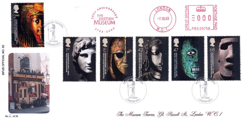 2003 (10) British Museum - Brazier 'Pub' Official + The British Museum, 1753-2003 Meter Mark