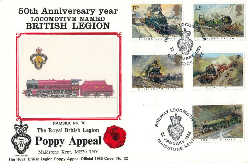 1985 (01) Famous Trains - British Legion 'Poppy Appeal, Maidstone' Official