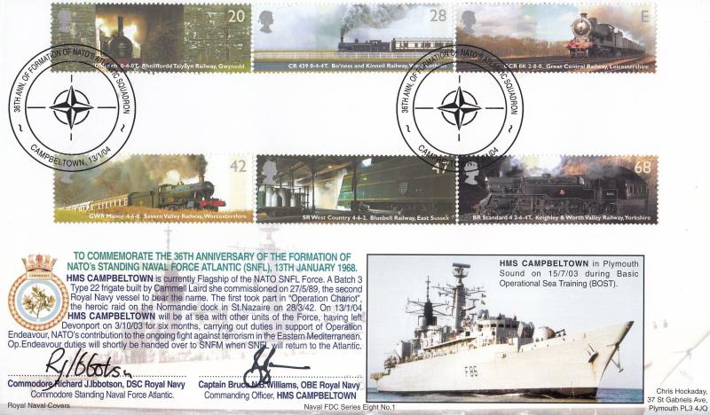 2004 (01) Classic Locomotives (Stamps) - Royal Naval Covers Group (RNCG) 'HMS Campbeltown' Official