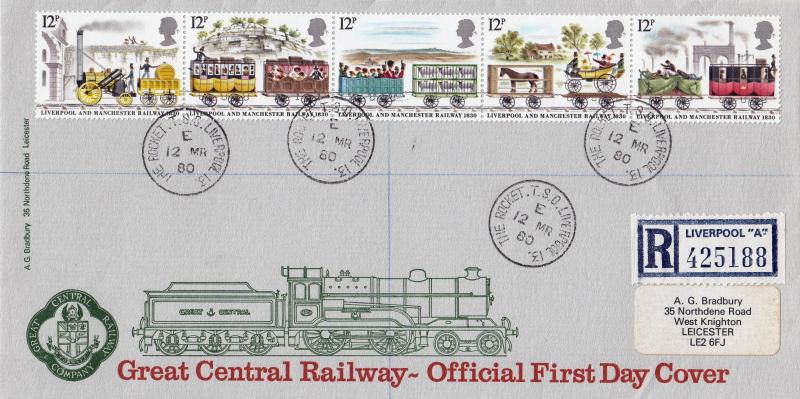 1980 (03) Liverpool & Manchester Railway - Bradbury LFDC Offficial (f) - The Rocket CDS