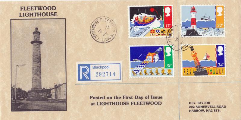1985 (06) Safety At Sea - DGT 'Fleetwood Lighthouse' Cover - Lighthouse CDS