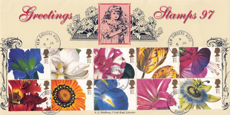 1997 (01) Greetings - Bradbury Official - Kew Gardens CDS