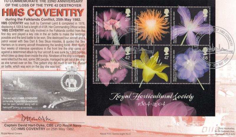 2004 (05) Royal Horticultural Society (M/S) - Royal Naval Cover Group (RNCG) Official