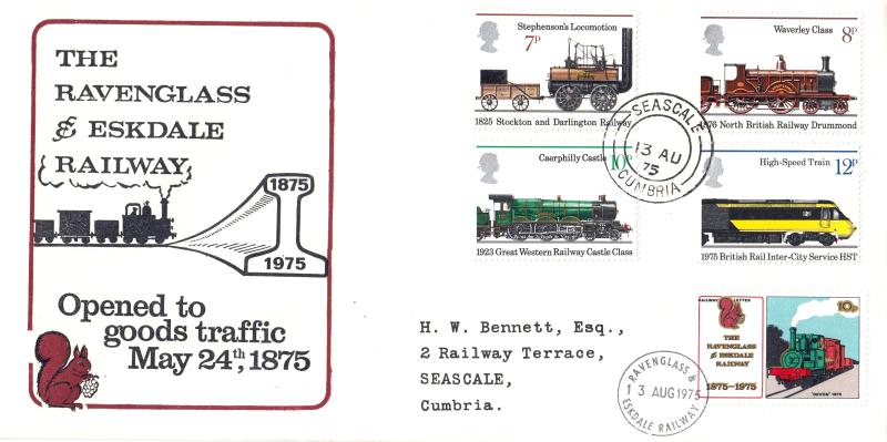 1975 (08) Railways - Ravenglass & Eskdale Railway Cover - Seascale CDS