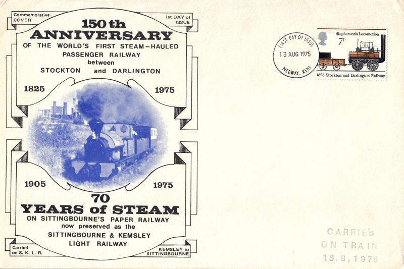 1975 (08) Railways - Sittingbourne & Kemsley Light Railway Cover - Medway FDI