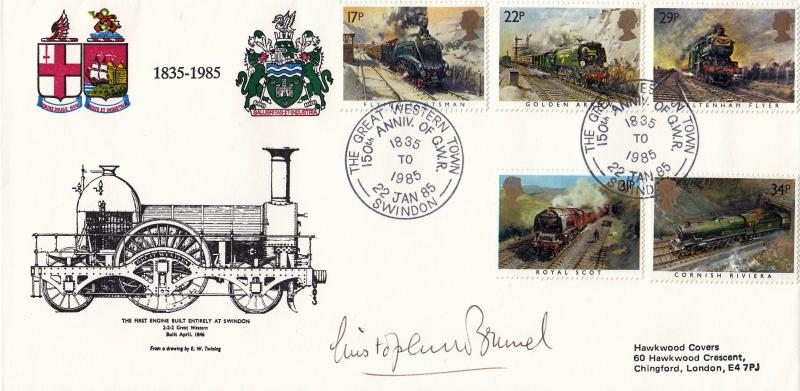 1985 (01) Famous Trains - Hawkwood Official - Signed by Christopher Brunel