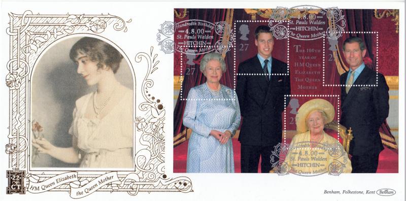 2000 (08) Queen Mother M/S - Benham Gold (500) Official