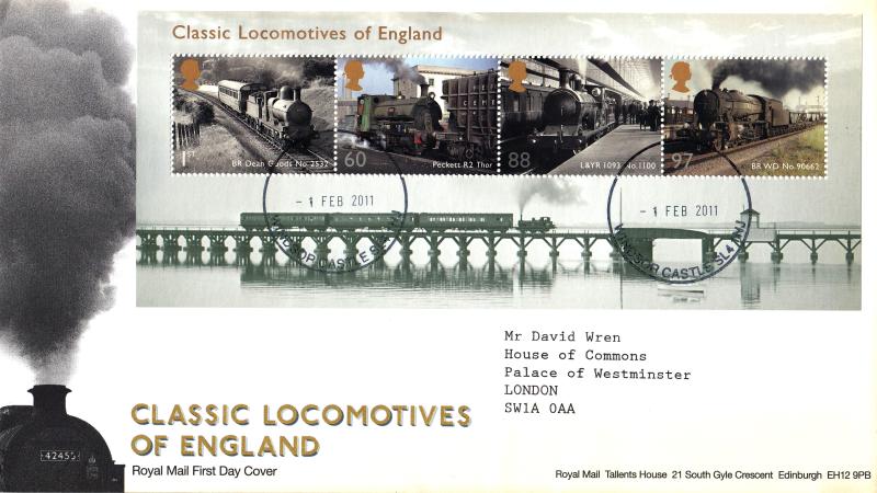 2011 (02) Locomotives of England M/S - RM - Windsor Castle CDS