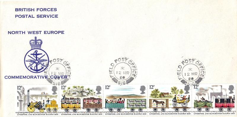 1980 (03) Liverpool & Manchester Railway - Forces BFPS North West Europe Cover - Field Post Office 516 CDS