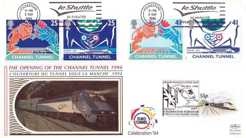 1994 (05) Channel Tunnel - Benham 'Tunnel Opening' Cover - Le Shuttle Slogan