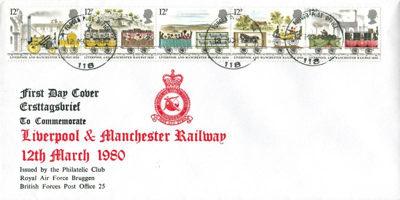 1980 (03) Liverpool & Manchester Railway - RAF Bruggen Cover - British Forces Post Office 118 CDS