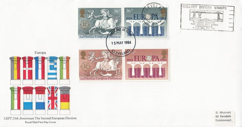 1984 (05) Europa - RM - Collect British Stamps, Middlesbrough, Cleveland Slogan