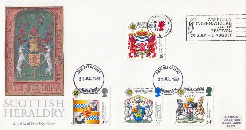 1987 (07) Scottish Heraldry - RM - Aberdeen International Youth Festival Slogan