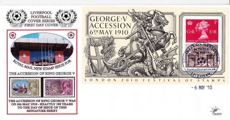 2010 (05) George V Accession M/S - Dawn 'Football on Merseyside, Liverpool' Official