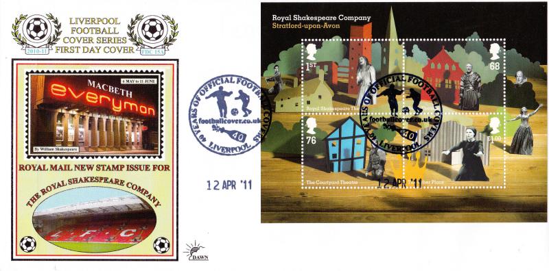 2011 (04) Royal Shakespeare Company (M/S) - Dawn '40 Years of Official Football Covers, Liverpool' Official