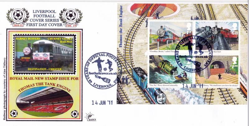 2011 (06) Thomas The Tank Engine (M/S) - Dawn '40 Years of Official Football Covers, Liverpool' Official