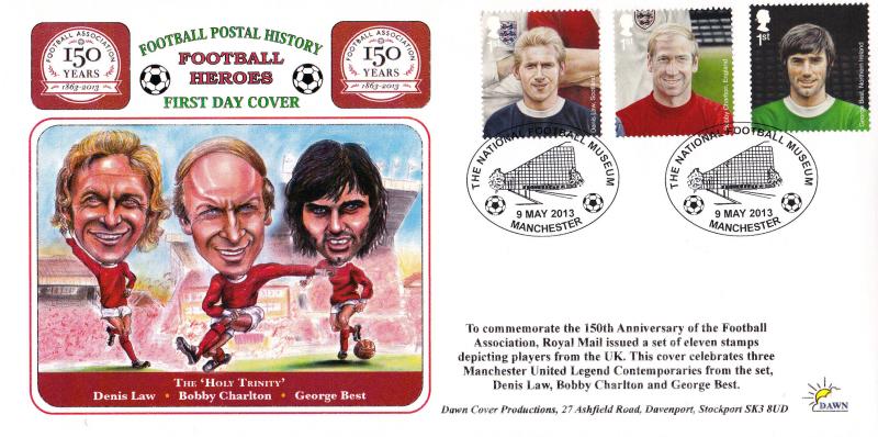 2013 (05) Football Heroes (Stamps) - Dawn National Football Museum, Manchester Official