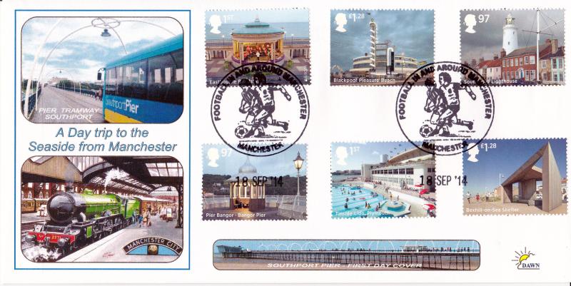 2014 (09) Seaside Architecture (Stamps) - Dawn 'Football In And Around Manchester' Official