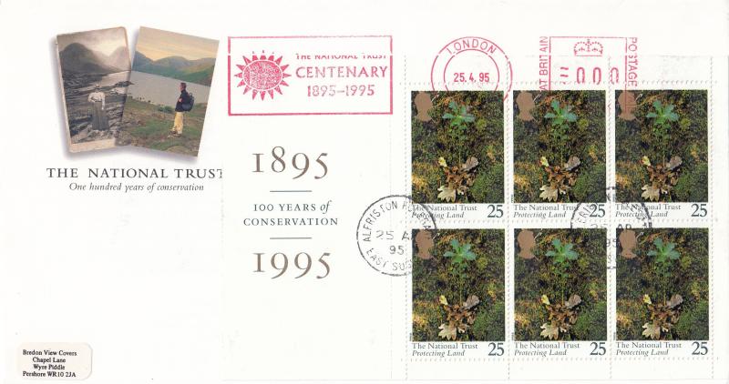 1995 (04) National Trust (PSB) - Set of 4 x RM Covers - 4 Different CDS's + 4 Different Meter Marks