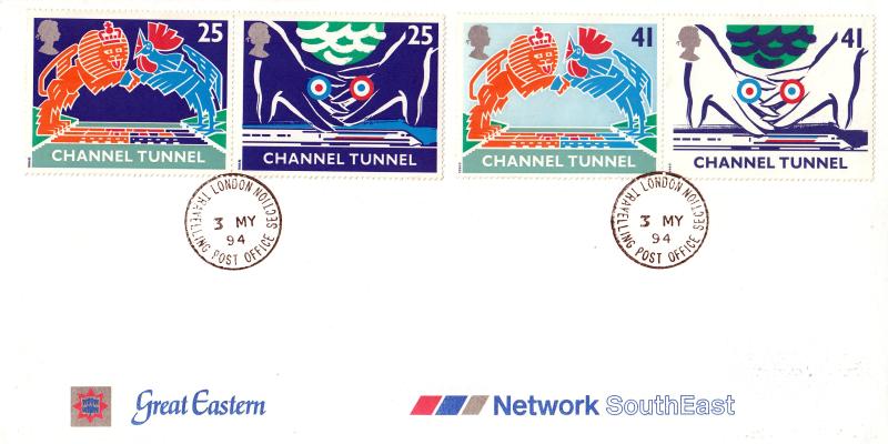 1994 (05) Channel Tunnel - Network South East & Great Eastern Cover - Travelling Post Office, London Section CDS