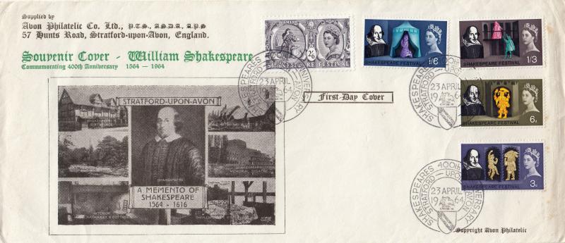 1964 (04) Shakespeare - Ord - Avon Philatelic Co Ltd Cover - 400th Anniversary H/S