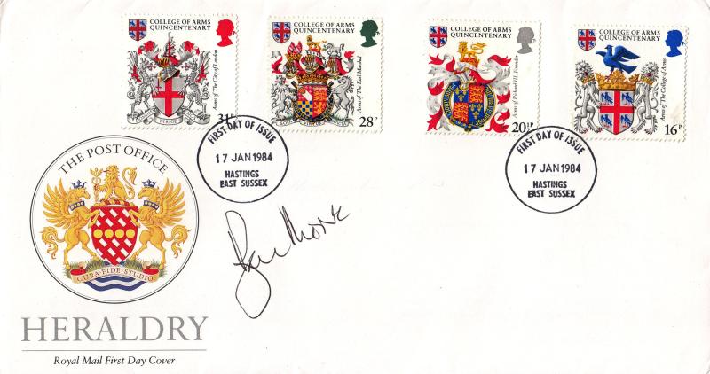 1984 (01) Heraldry - RM - Hastings FDI - Signed by the late Roger Moore