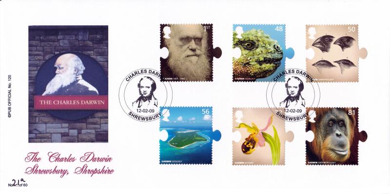 2009 (02) Charles Darwin (Stamps) - Brazier 'Pub' Official