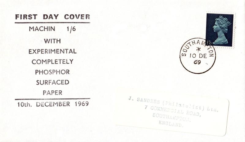 1969 (12) 1/6d All Over Phosphor - Display Text Cover - Southampton CDS