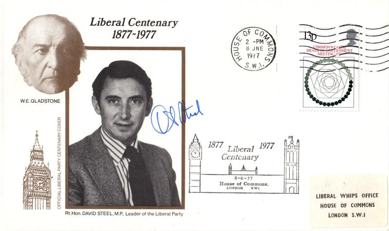 1977 (06) Heads of Government Meeting - Liberal Party Cover - House of Commons Wavy Line Slogan - Signed by the late David Steel