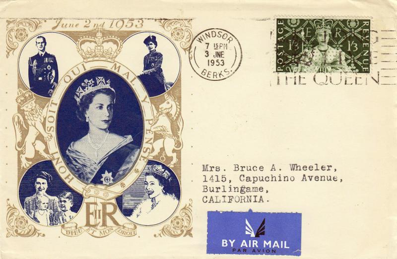1953 (06) Coronation - Blue & Gold Cover - Windsor 'Long Live The Queen' Slogan (1/3d Only)