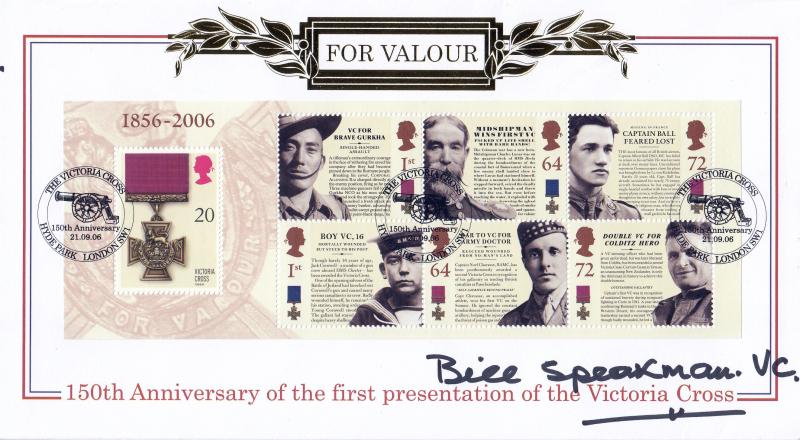 2006 (09) Victoria Cross (M/S) - Internet Hyde Park (Cannon) Official - Signed by Bill Speakman-Pitt VC