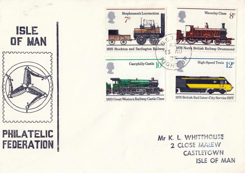 1975 (08) Railways - Isle of Man Philatelic Federation Cover - N.E. TPO Night UP CDS