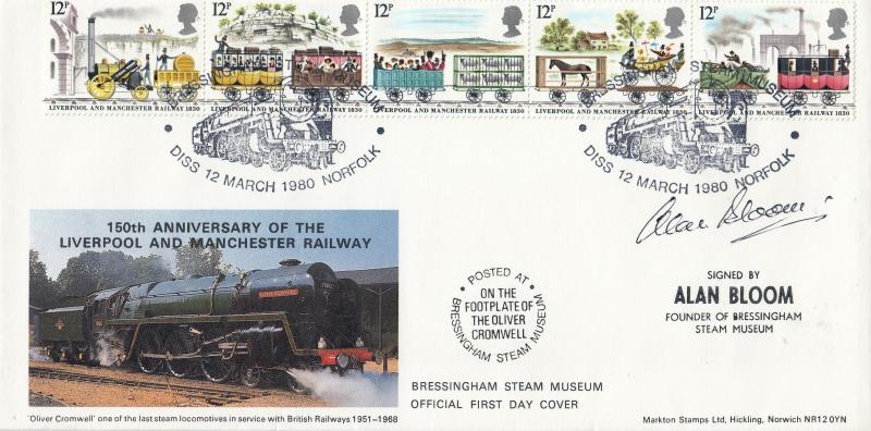 1980 (03) Liverpool & Manchester Railway - Markton 'Bressingham Steam Museum' Official - Signed by Alan Bloom