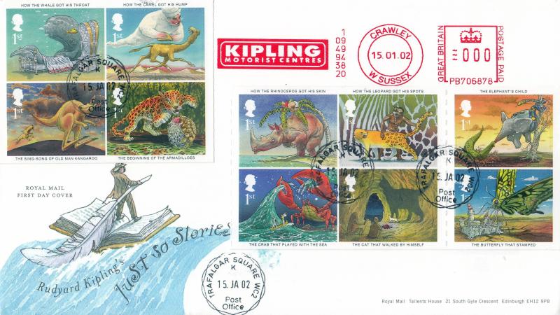 2002 (01) Rudyard Kipling - RM - Trafalgar Square CDS + Kipling Motorist Centres Meter Mark