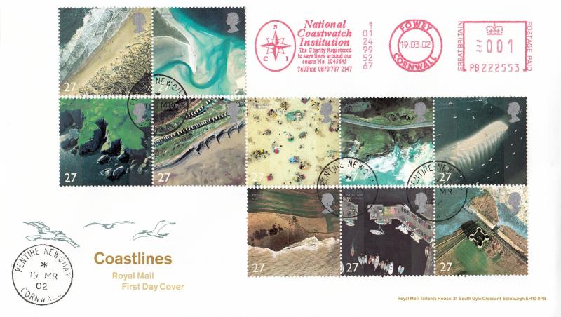 2002 (03) Coastlines - RM - Pentire, Newquay CDS + National Coastwatch Institution Meter Mark