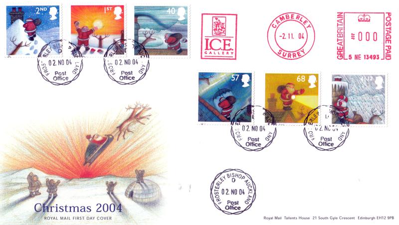 2004 (11) Christmas (Stamps) - RM - Frosterley CDS + Ice Gallery Meter Mark