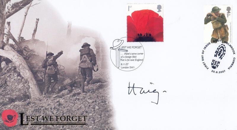 2007 (11) Lest We Forget M/S - Internet 'For Ever England' Official - Doubled on the earlier Army Uniforms Issue - Signed by Earl Haig